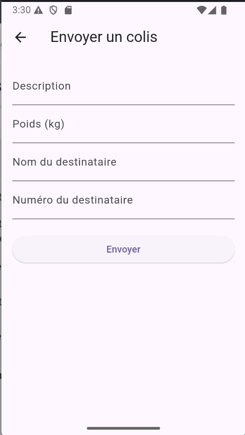 TUNGO — Parcel shipment form.