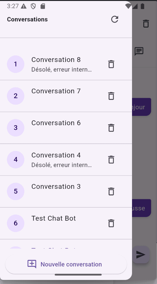 TUNGO — Assistant conversation list.