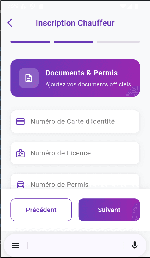 TUNGO — Driver registration — step 2.