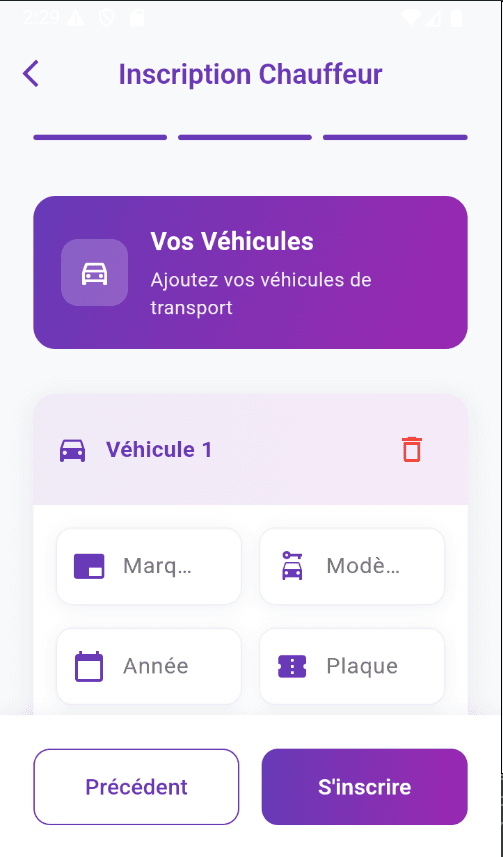 TUNGO — Driver registration — step 3.
