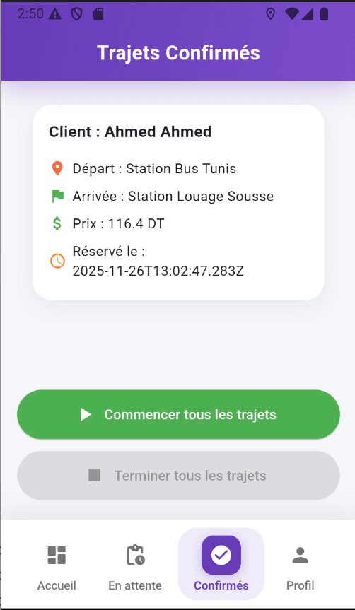 TUNGO — Confirmed driver journeys.
