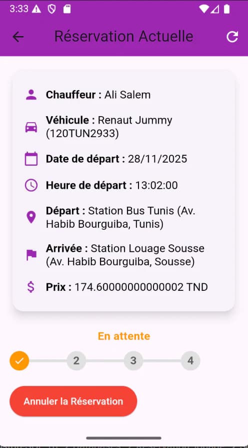 TUNGO — Current passenger reservation.