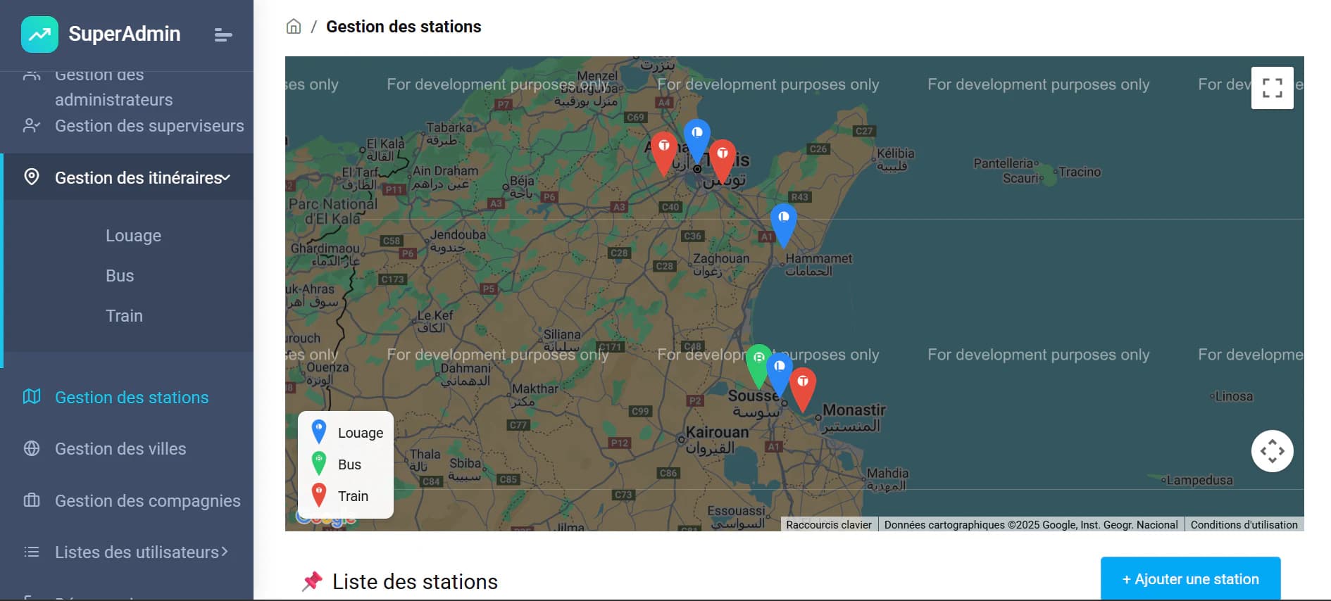 TUNGO — Interactive station map.