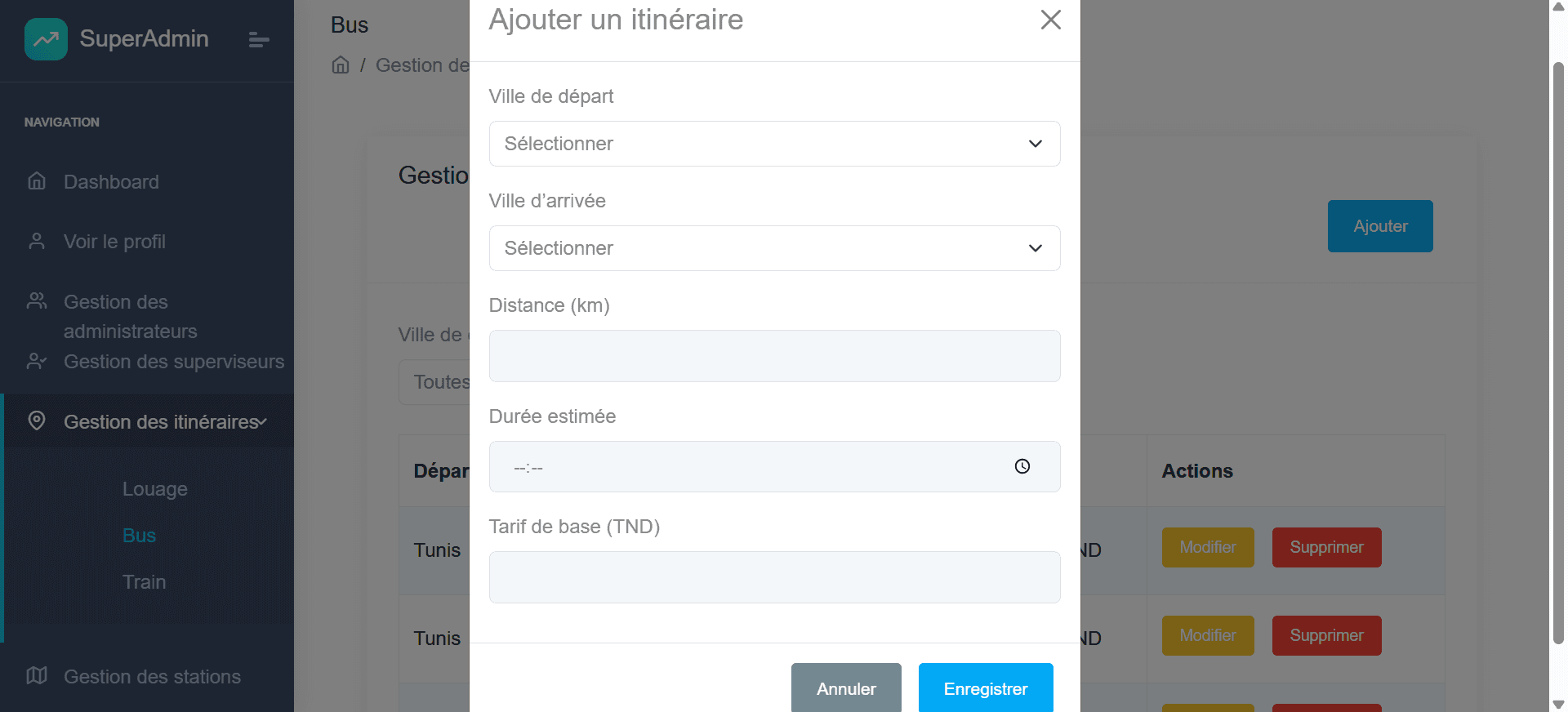 TUNGO — Route creation form.
