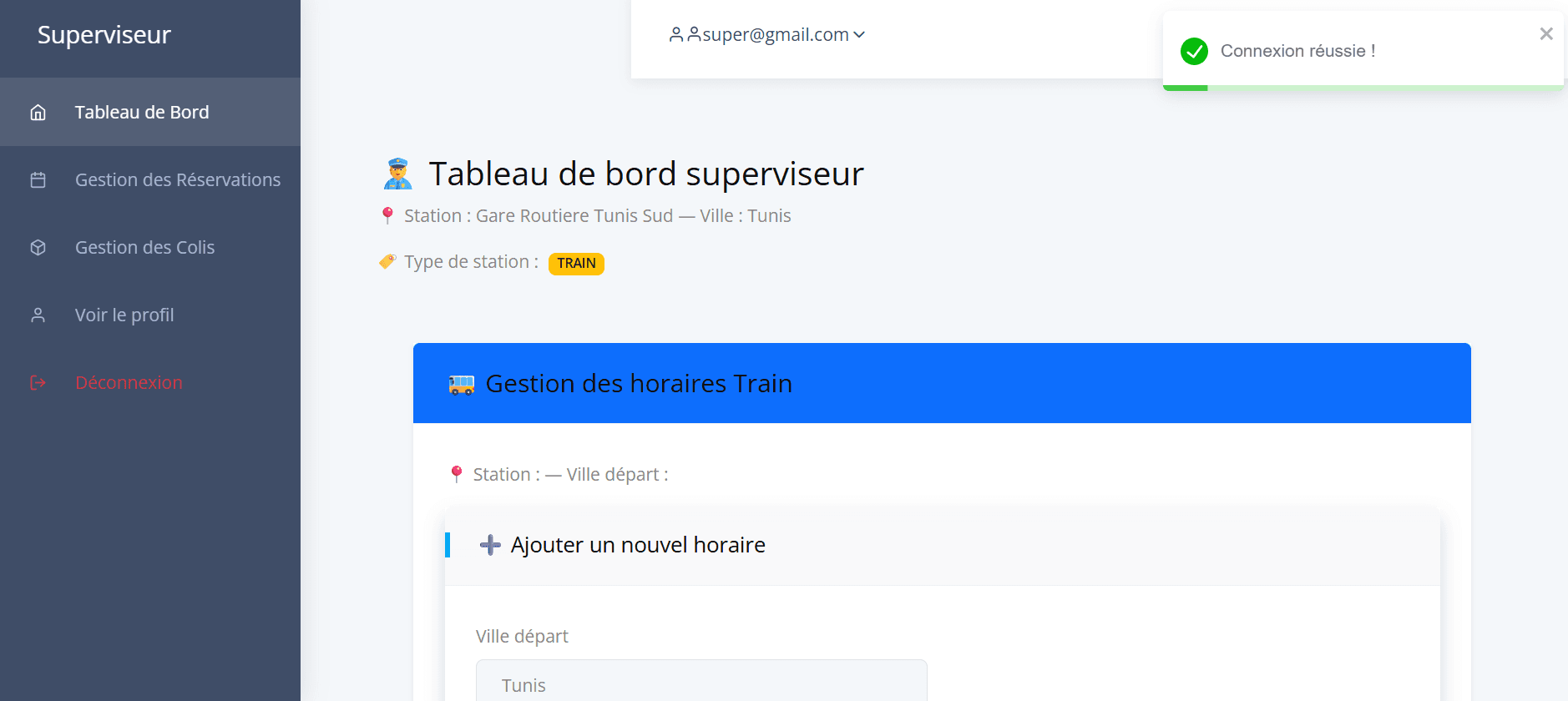 TUNGO — Train station supervisor dashboard.