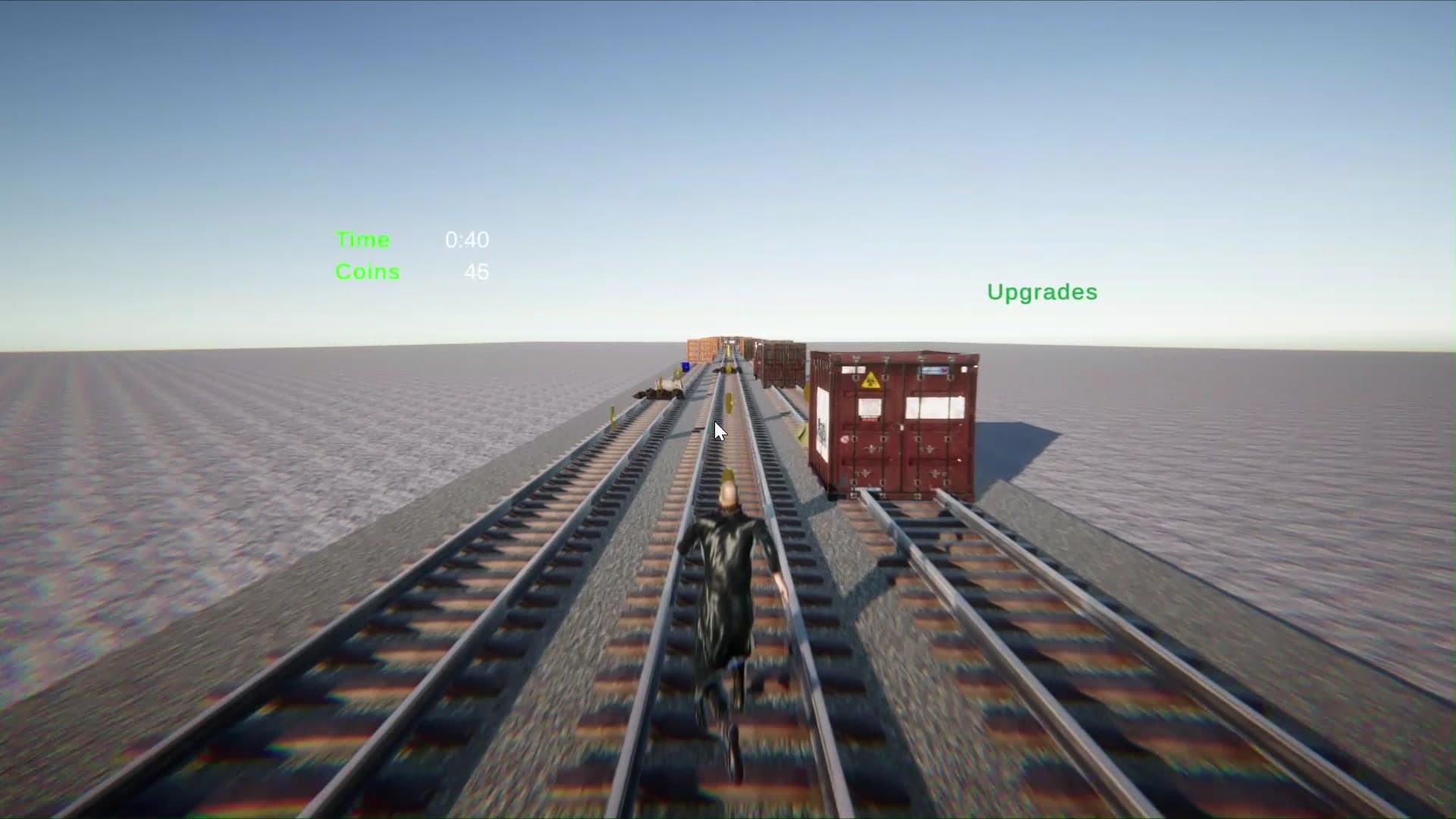 Three-lane railway run with coins, containers, timer and coin counter.